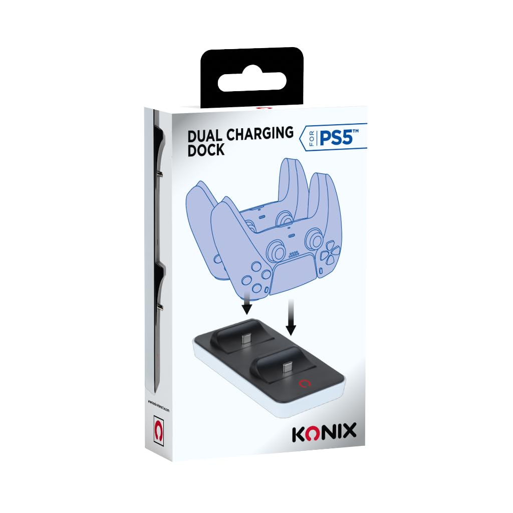 Konix Mythics Support Double Station de Charge pour manettes DualSense PS5 - Noir et Blanc