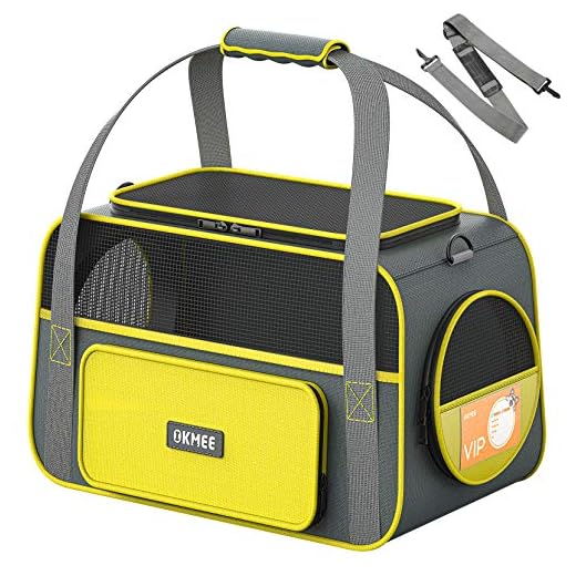 OKMEE Transportin Gatos Perros, Transportín Mascotas, Transportadora de Mascotas con Soporte Colchón Blando Tapizado, Transpirable, Esructura Sólida, Espaciosa Cómoda, para Tren/Coche/Avión