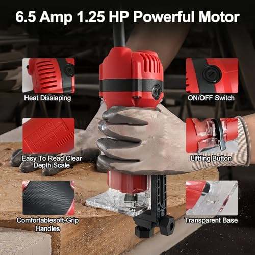 LiunxDromic Router Tool 800W Wood router for Woodworking Tools Compat Router Tool Plunge Router Trim Router Router Tool with 12pcs 1/4" Router Bits 31000r/Min 110V,Tool Box (LiunxDromic-US5) - Image 3