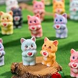 Teenzee 28 pcs Mini Resin Colorful Cats Variety Tiny Animals Figures Miniature Little Small Cat Figurines Bulk for Micro Fairy Garden Landscape Accessories Hide Crafts Decor