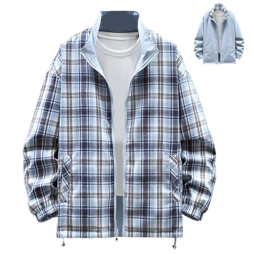 Darringls Giacca da uomo a quadretti camicia da boscaiolo tartan