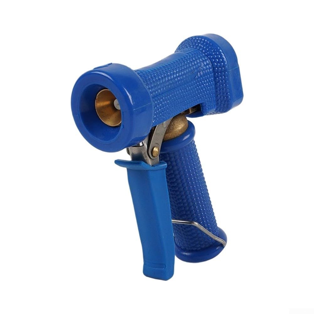 Boquilla rociadora de jardín de latón para riego de patio, agarre ergonómico, resistente a 90 °C, conexión rápida azul (rosca externa)