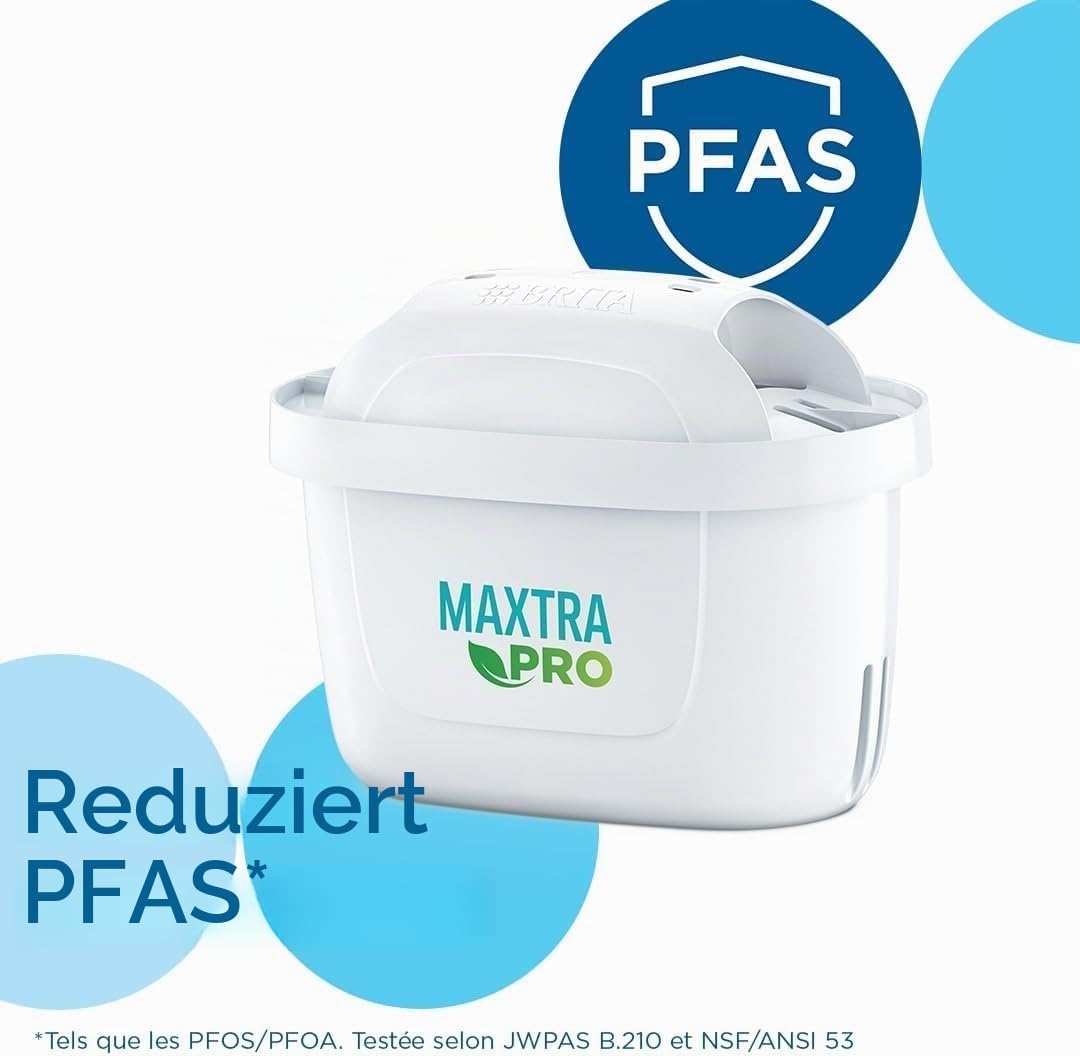BRITA Wasserfilter Kanne Marella weiß (2,4l) inkl. 6x MAXTRA PRO Pure Performance Kartusche (Halbjahrespaket), Kühlschrankgeeignet, Filterkanne mit BRITA Memo, Klapp-Deckel, filtert Verunreinigungen
