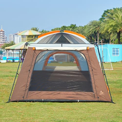 KTT Large Tent 10 Person,Family Cabin Tents,Straight Wall,3 Doors and 3 Windows with Mesh,Waterproof,Big Tent for Outdoor,Picnic,Camping,Family,Friends Gathering(Brown) - Image 11