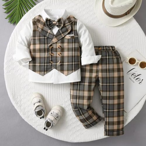 PureMilk Toddler Boy's Fake Vest Gentleman Outfits Suit 3 Piece Clothes Sets 6M-4 Years2