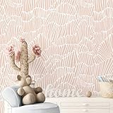 Guvana Pink Wallpaper Peel and Stick Modern Light Pink and White Contact Paper Boho Striped Wall Paper Self Adhesive Waterproof Wallpaper for Bedroom Bathroom Accent Wall Decor Vinyl Roll 17.3'×118'