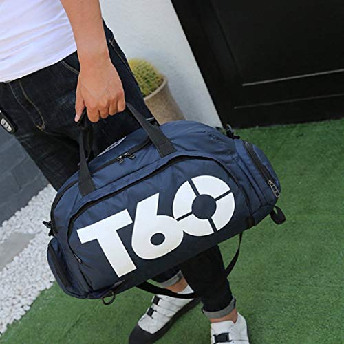 Feketeuki Sac de Sport de Gym étanche Fitness Fitness Sacs à Dos en Plein air Voyage Multifonctionnel Sac à Main d'épaule pour Hommes Femmes - Noir et Bleu