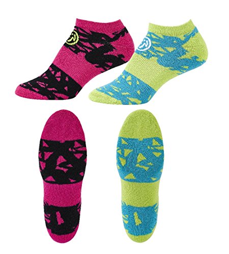 Zumba - Juego de 2 pares de calcetines de compresión en colores vivos, zapatillas deportivas, calcetines para fitness, ropa