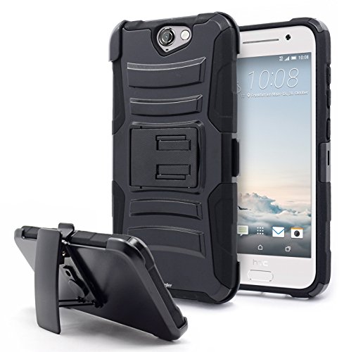 HTC One A9 Case, NageBee [Heavy Duty] Armor Shock Proof Dual Layer [Swivel Belt Clip] Holster with [Kickstand] Combo Rugged Case for HTC One A9 - Black