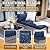 UDPATIO Modular Patio Furniture Set 5 Pieces Outdoor Sectional Couch with Glass Coffee Table, L Shaped Wicker Outdoor Sofa Patio Conversation Set for Backyard Porch Balcony Blue