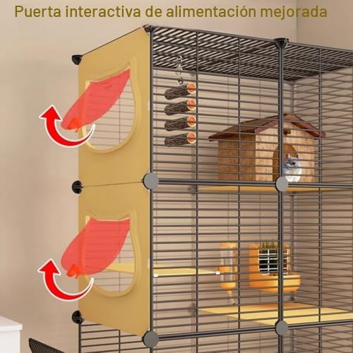 Jaula para animales pequeños para ratas, hurones, chinchillas, cobayas y hámsters grandes, hábitat interior de varios niveles con amplia sala de estar