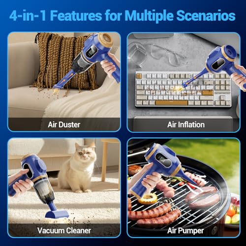 Image of Car Vacuum Portable Cordless 17000Pa Cordless Mini Handheld Vacuums with LCD Display and Multi-Nozzles, High Power Wet and Dry for Car, Home, Office, Pet, Compact and Portable Design