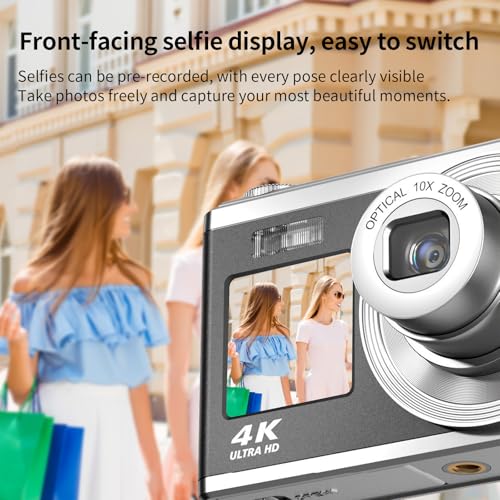 Cámara digital 4K 60MP con zoom óptico y pantalla dual miniatura 5