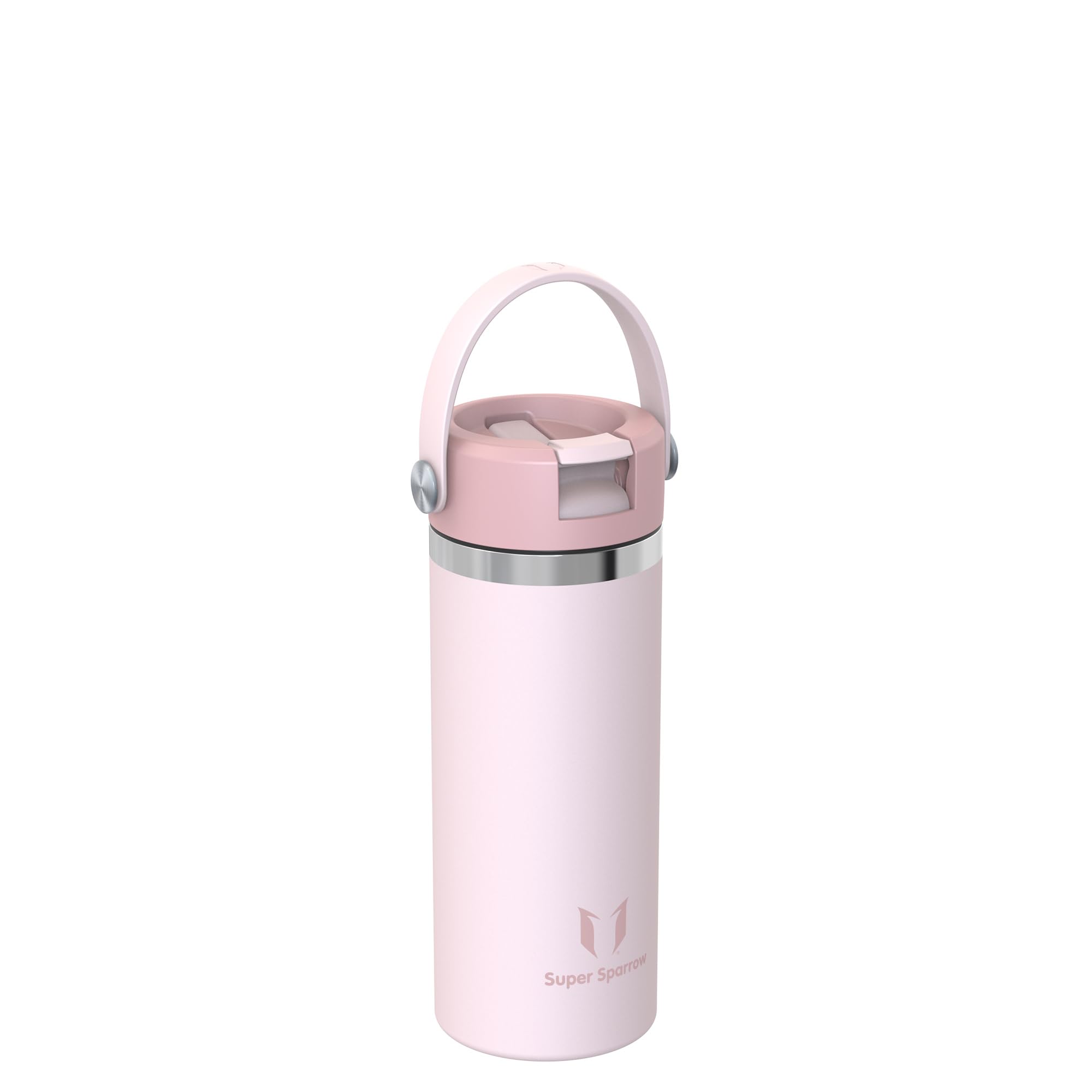 Sparrow Kids Insulated Water Bottle with Straw 500ml Metal Water Bottles, Pink, 500 ml - Image 2