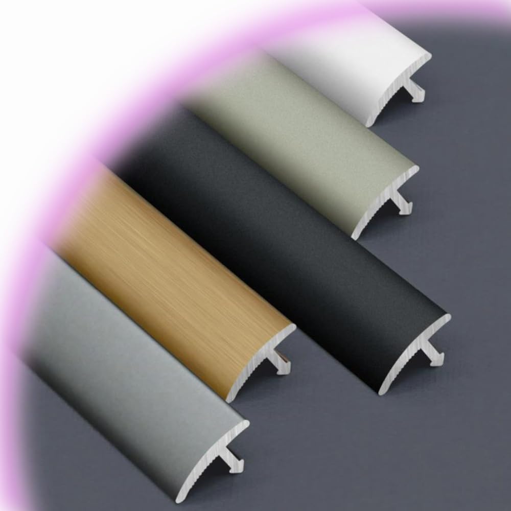 QTWLG T Molding Reducer Transition Strip For Uneven Floors, Metal Floor Divider Strip For Joining Floor Gaps, 90-120cm Cuttable Threshold Ramps For Doorways(Black,1200mm)
