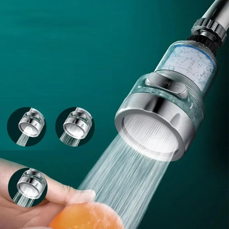 Aireador Grifo Cocina - Cabezal Filtro Agua Grifo Rotación 360º, 3 Modos y Eficiencia A+ - Adaptador Grifo Cocina con Sistema Filtro Grifo Purificador de Agua y Adaptadores Boquilla Universal