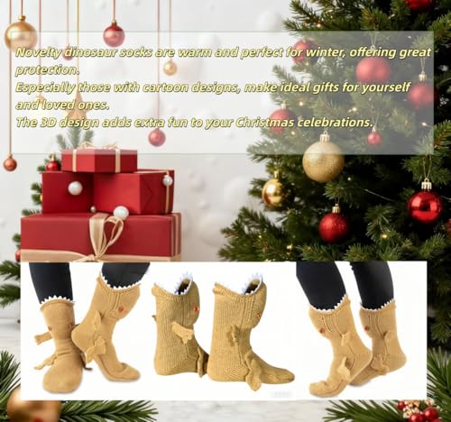Image of LOLAT Novelty Animal Socks Knit Shark T-Rex Dinosaur Alligator Croc Sock for Christmas Gifts Creative Home Warm