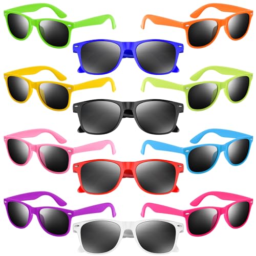 NEBURORA Paquete de 12 gafas de sol de neón, gafas de sol