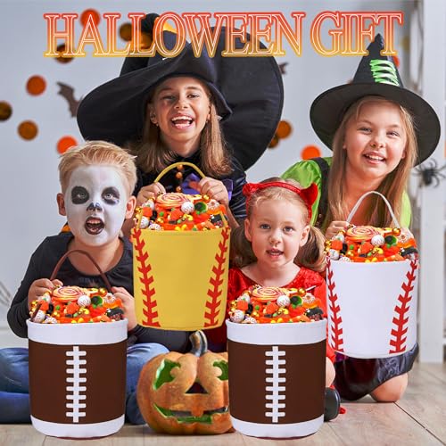 Image of Football Easter Basket Canvas Football Gift Bags Easter Eggs Hunt Baskets Football Gift Party Favors Tote Bag with Handles for Girls Boys