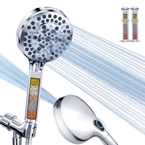 Regadera PALAS con filtro, alta presión, 10 modos, cabezal de ducha con manguera flexible de 60 pulgadas, filtro integrado para suavizar agua dura y eliminar cloro miniatura 1
