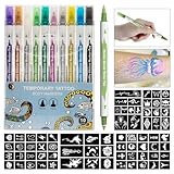 Wormhole Tattoo 10PCS Temporary Tattoo Markers Skin-Friendly, Dual-End, Tattoo Stencils for Body and Face, Easy to Use Art Markers Kit for Creative One - Vibrant/Multicolor/Assorted Inks