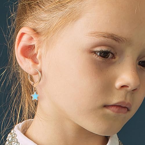 Image of Smiley Face Earrings Huggie Hoop Y2K Preppy Happy Lightning Bolt Heart Star Small Dangle Colorful Gold White Red Pink Yellow Blue Jewelry