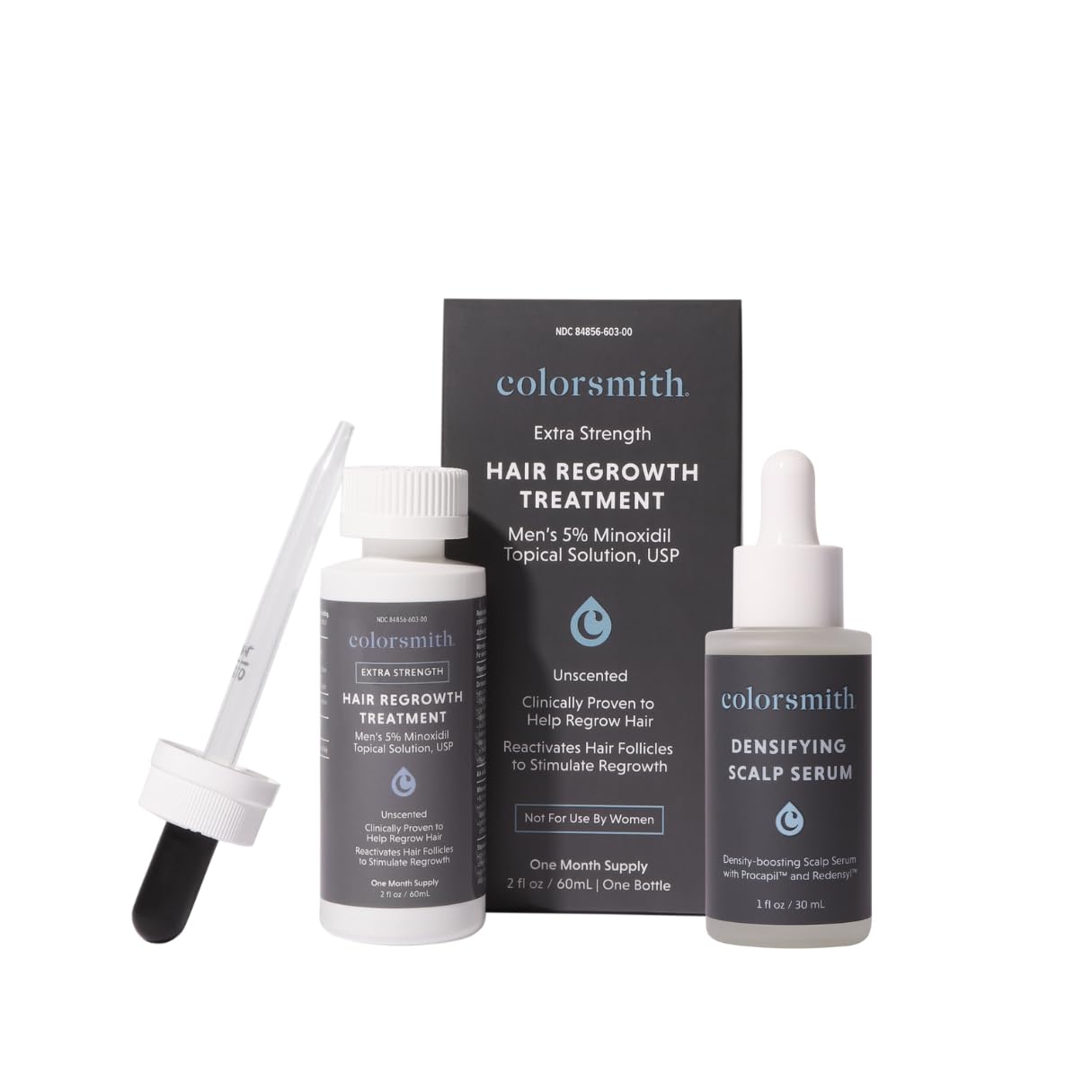 Two Step Hair Regrowth Bundle 5 Minoxidil Mens Hair Regrowth Treatment Densifying Scalp Serum One Month Supply
