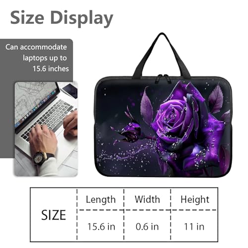 14" 15" Laptop Handle Bag Computer Bag,14.2" 15.4 inch Pouch Holder Notebook Sleeve Cover Compatible for Dell,Lenovo,Toshiba HP, Asus Notebook Messenger Briefcase-Purple Rose2