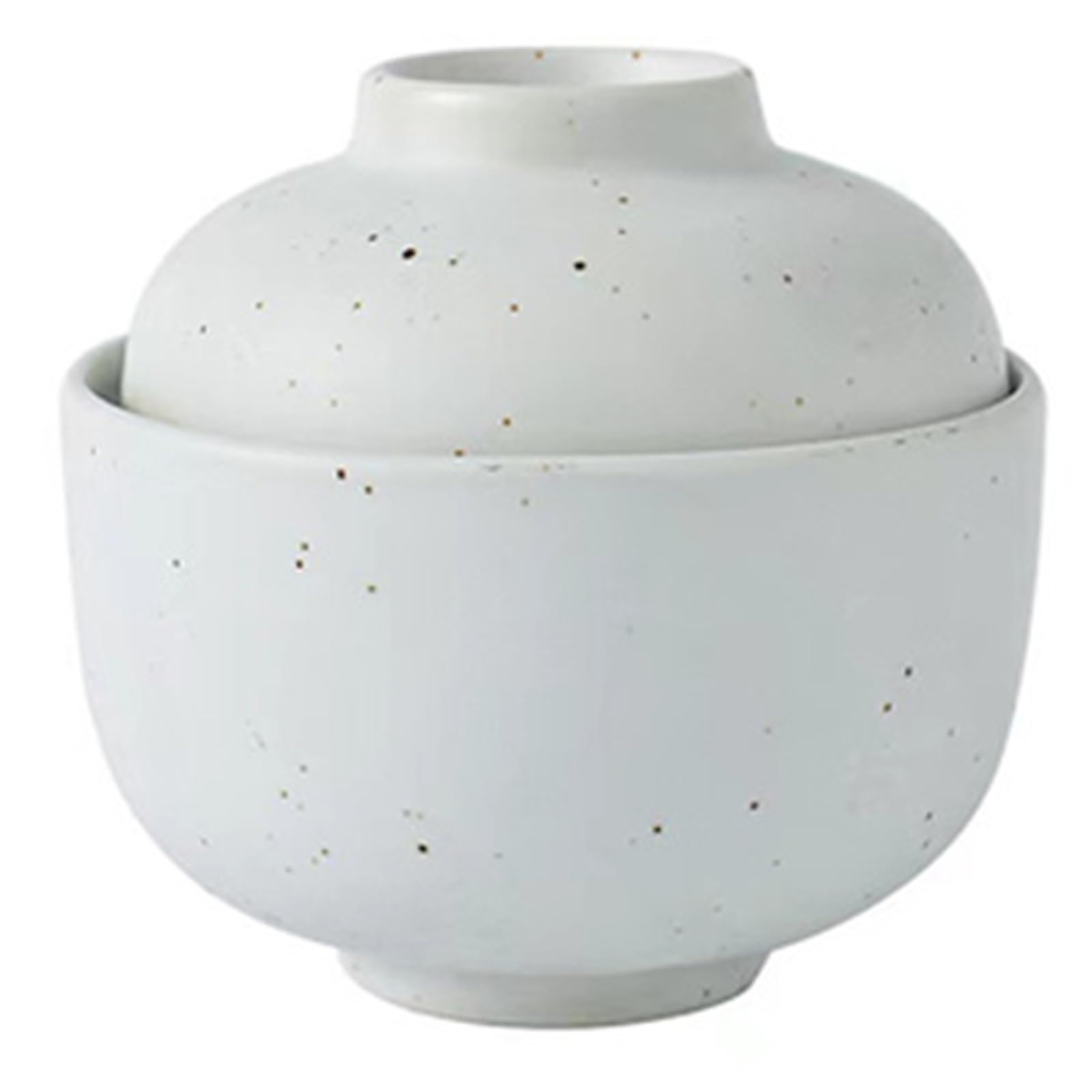 Zykuosus Ceramic Chawanmushi Cup with Lid, Small Steamed Egg Stew Pot, Japanese Miso Soup Bowl, Reactive Blue Dessert Ramekin for Kitchen(White)
