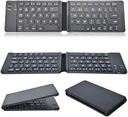 Teclado Bluetooth dobrável, teclado dobrável sem fio recarregável, portátil e fino, adequado para laptop, desktop, PC, iPad/iPhone, tablet, smartphone, compatível com MacBook, Windows, Android e iOS