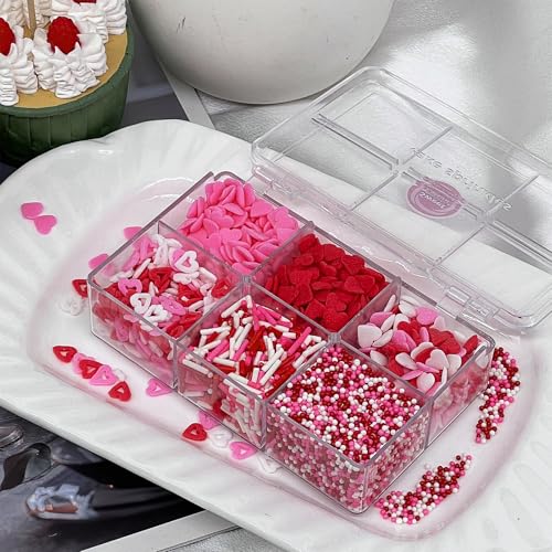 Valentines Sprinkles, 6.53oz Red Pink Heart Sprinkles for Cake Decorating, Edible Hearts for Baking, Ice Cream, Cookies, Cupcake Topper - Thumbnail 2