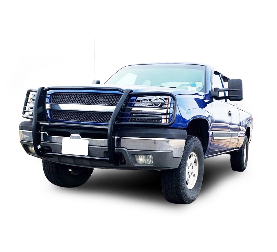 Image of BLACK HORSE 17GT25MA Black Grille Guard Compatible with 2003-2006 Chevrolet Silverado 1500 /2007-2007 Chevrolet Silverado 1500 HD Classic