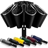 ExploreBliss Inverted Automatic Travel Umbrella with Reflective Strip, Windproof &...