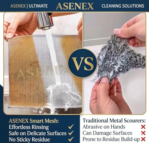 Image of 10 Pack Non-Scratch Wire Dishcloth,Premium Steel Scrubber for Utensils Cleaning, Multipurpose Dish Wash Cloth for Kitchen Cleaning - Dishes, Sink & Counter