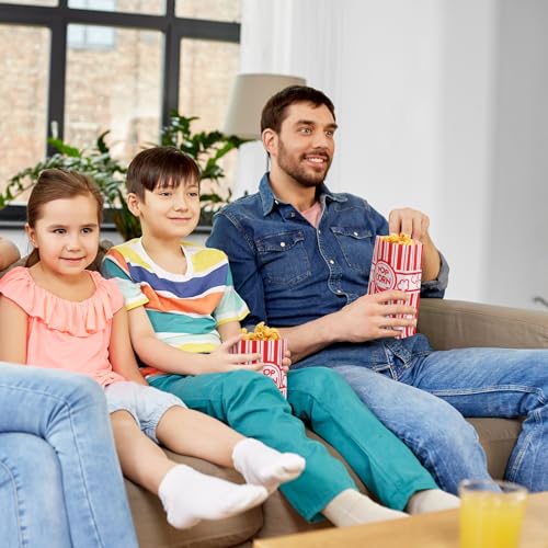 Image of 1200 Pcs Paper Popcorn Bags Bulk 2 oz Large Flat Bottom Boxes Red and White Disposable Container Sleeve Movie Night Popcorn Bucket for Retro Movie Themed Party Carnival Supplies (Red and White)