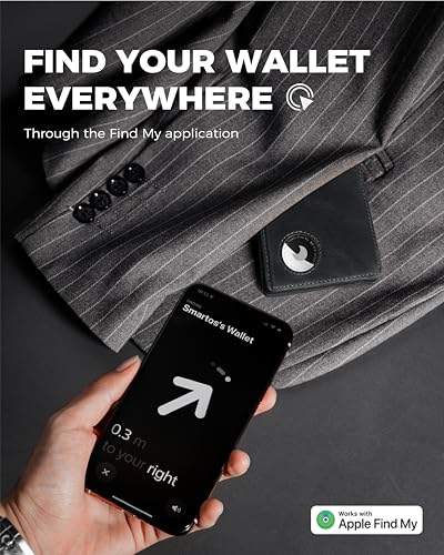 Image of LORZOR Mens Wallet with AirTag Holder, Bifold Full Grain Leather Minimalist Front Pocket RFID Blocking AirTag Wallet with ID Window Gift for Men, up to 12 Cards