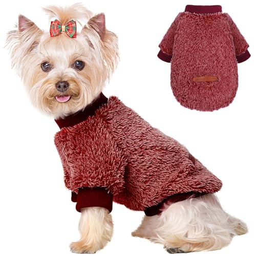 Kosiyi Dog Sweaters for Small Dogs Girl Boy Puppy Clothes Chihuahua Teacup Yorkie Fleece Sweaters Spring Winter Warm Sweater Tiny Dog Outfits Pet Clothes Cat Sweater red Small  Cucciolini Doodles Kosiyi dog sweaters for small dogs girl boy puppy clothes chihuahua teacup yorkie fleece sweaters spring winter warm sweater tiny dog outfits pet clothes cat sweater red small   cucciolini doodles