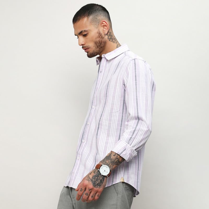 Image of CAHOOT Men's Shirt for Casual Wear |Regular Fit | Cotton Spread Collar Shirt Crafted with Regular Sleeve, Comfort Fit & High-Performance for Everyday Wear