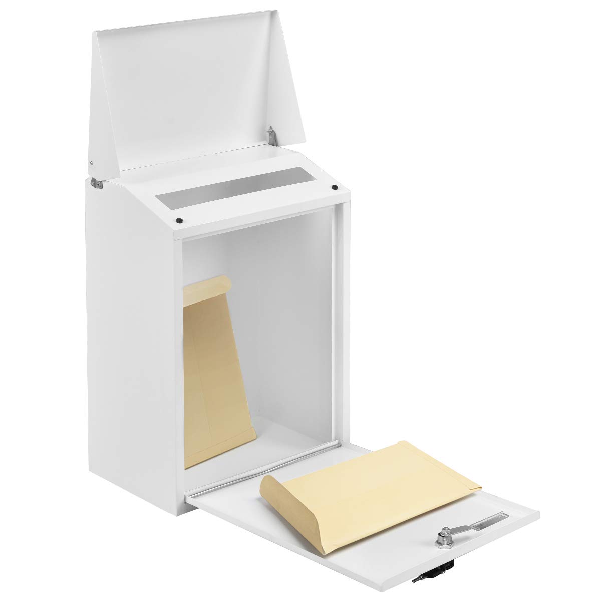 Large Outdoor Post Box With Keys GiantexUK Wall Mounted Post Box ...