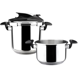 Magefesa Db6 MAGEFESA NOVA Olla a presión super rápida de fácil uso, acero inoxidable 18/10, apta para todo tipo de cocinas, incluido inducción. Acero inoxidable, fondo termodifusor IMPACT BONDED BOTTOM, excelente distribución del calor, 5 sistemas de seguridad, ahorr
