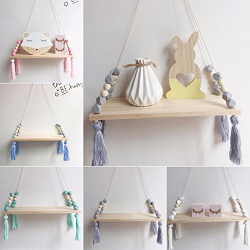 Mensola da parete, con corda, in legno MDF