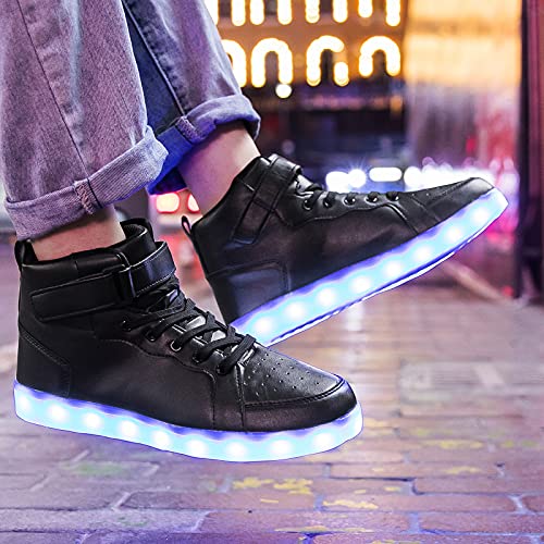 Wajin Led Light Up Shoes Kids High Top Sneakers With Usb Charging Flashing Luminous Shoes Dancing Sneakers For Boys Girls Toddles Gift Black #TOP3