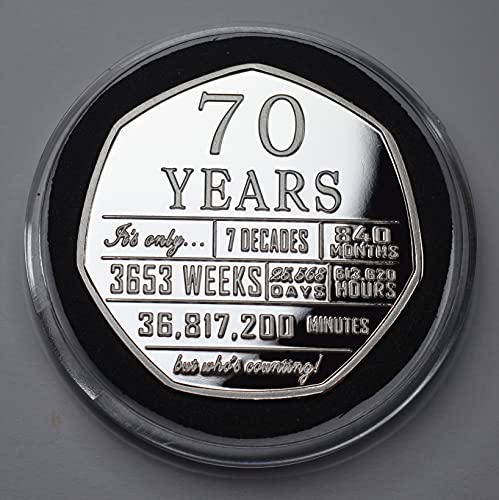Image of The Commemorative Coin Company 70th Birthday .999 Silver Commemorative in Capsule. Unique Gift/Present. Seventieth 70 Seventy Years - 'But Who's Counting