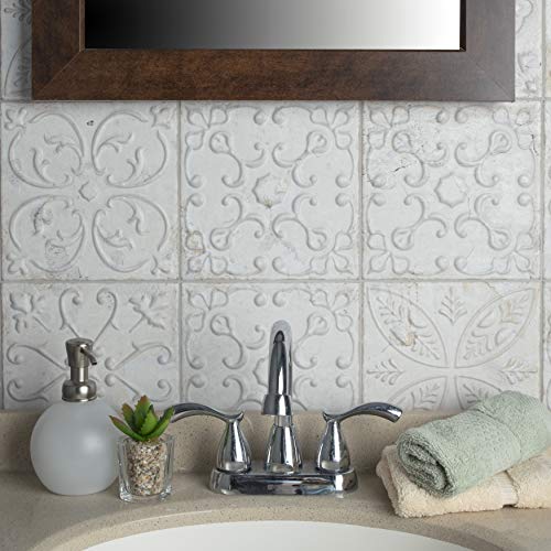 image for SomerTile WAIAVWO Aevum White Ornato x 7-7/8 in. Ceramic Wall Tile, 7.