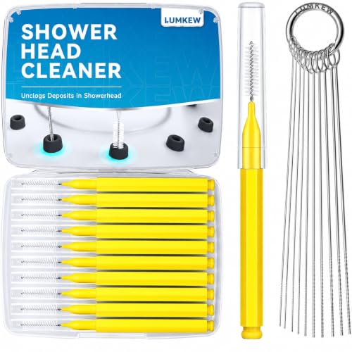 Image of Lumkew Shower Head Cleaner Tools Small Hole Cleaning Brush (20, Yellow) | Green, Tiny Nozzle Deposit Removal Picks Tool