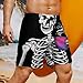 Men & Boys Fit Swim Trunks for Beach Athletic Hiking Quick Dry Drawstring Essentials Half Pants with Pockets Lining, Beachwear Skull Skeleton Bisexual Pride Flag Art Fashion Swim Trunks
