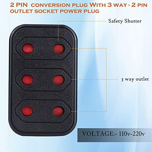 Image of MX Universal 3-Pin Multi Plug Type D Socket 3 x 2-Pin Outlets Converter 5A to 15A Adapter for Home, Office,Travel Multi Plug Extension, Universal Socket Converter, Power Adapter(Pack of 10)