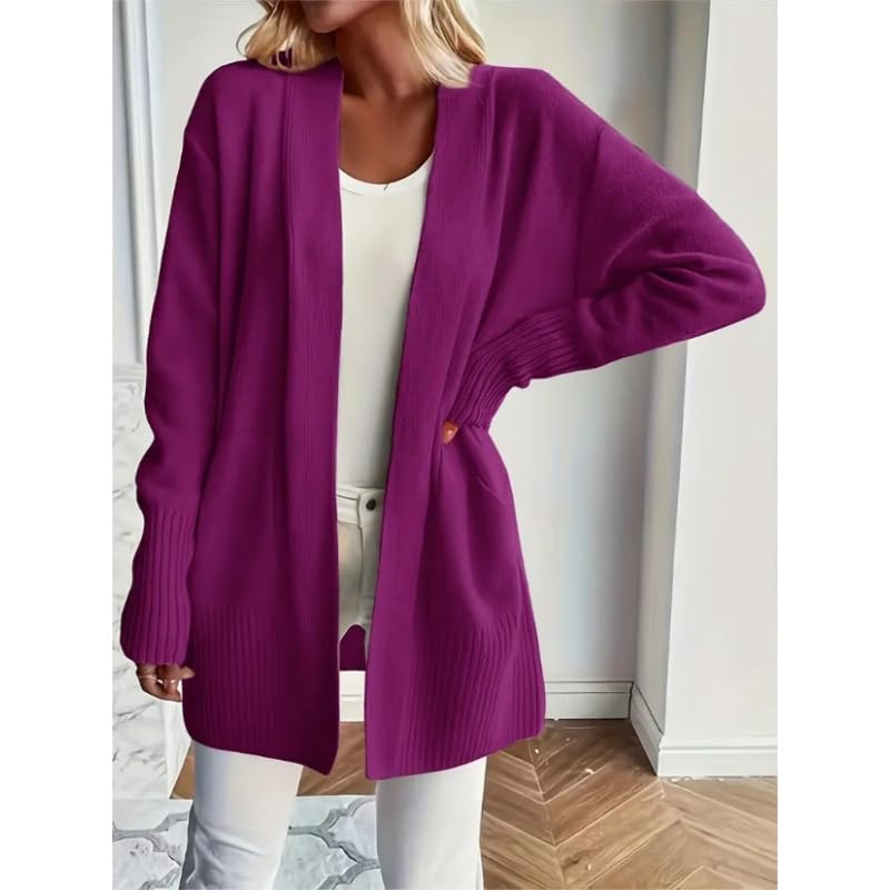 Gilet Long Cardigan Pour Femme Avec Poches Doux Et Léger En Maille Ouverte Sur Le Devant Coupe Ample Manches Longues Pull Décontracté Vêtement D'Extérieur Idéal Pour L'Oktoberfest Le Bureau Et
