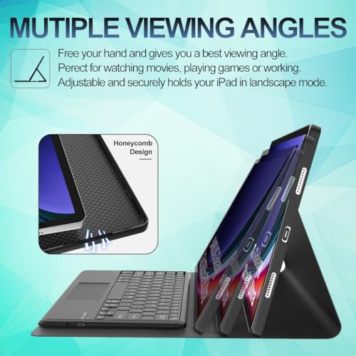 Image of Keyboard Case for OnePlus Pad Go 11.35-inch /Oppo Pad Air2 11.4-inch 2023 Folio Cover with Multi-Touch Trackpad, 7 Color Backlit, Magnetically Detachable Bluetooth Keyboard, Adjustable Angle