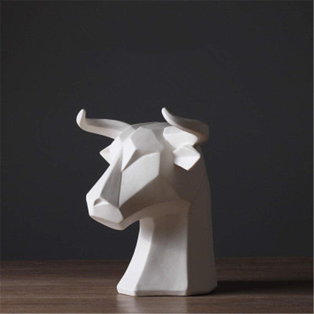 Amazon.co.jp: 置物動物の白い牛の頭セラミックホワイトウェア像の装飾